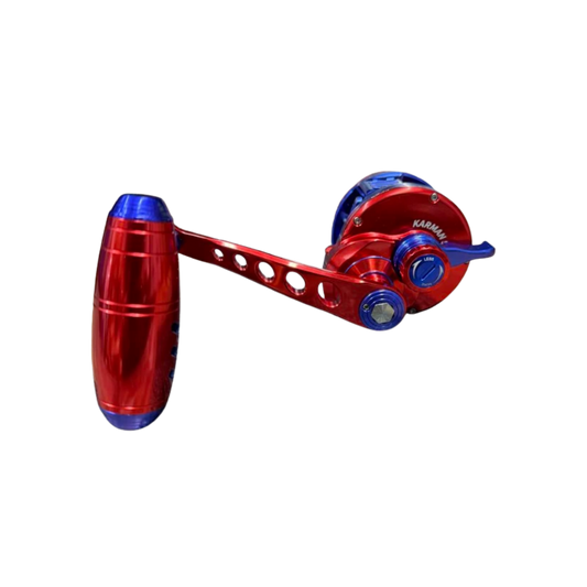 Maxel Armory 35L Level Wind Custom Red Blue Conventional Reel Left Hand