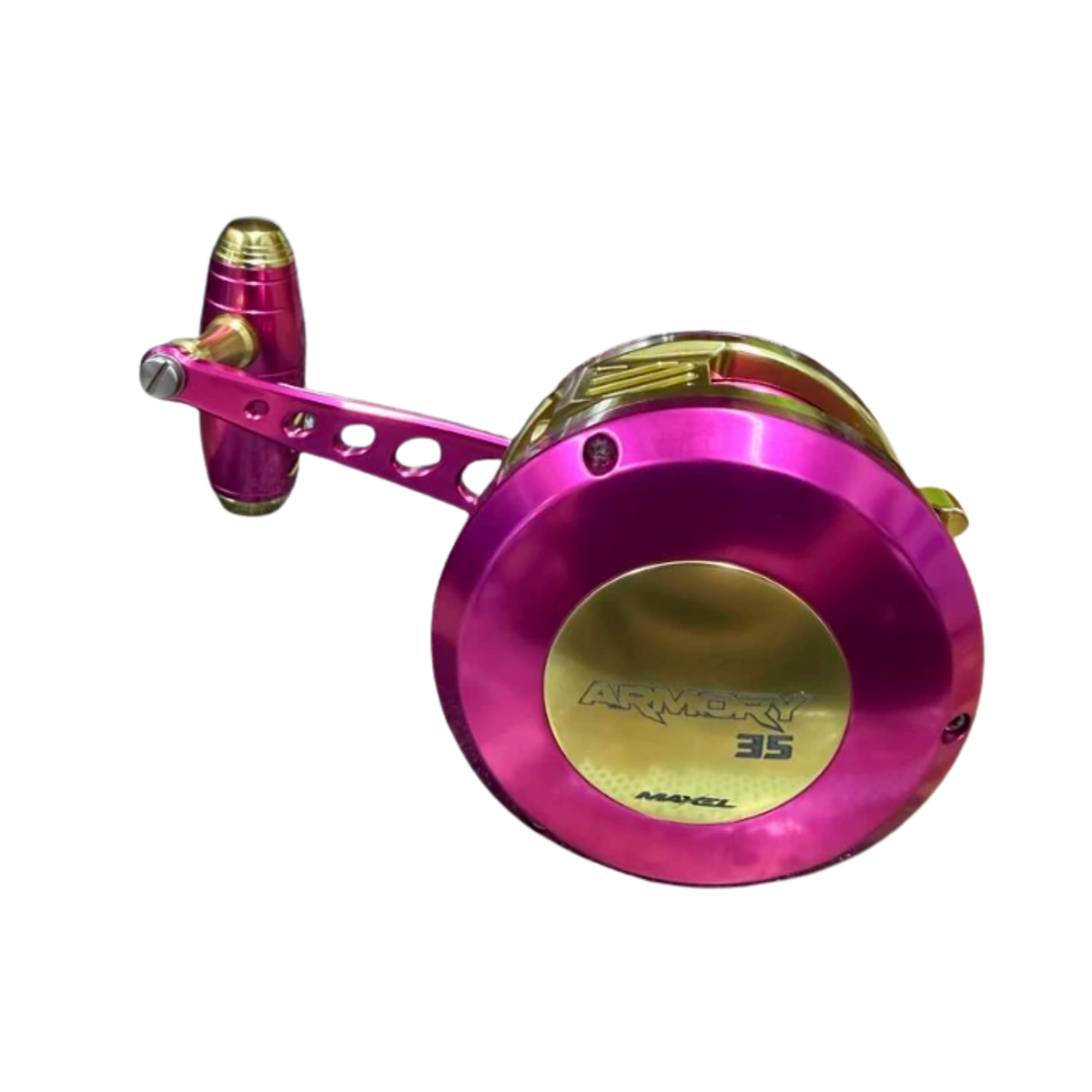 Maxel Armory 35 Level Wind Custom Pink Light Gold Conventional Reel Right Hand