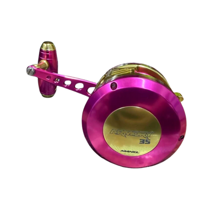 Maxel Armory 35 Level Wind Custom Pink Light Gold Conventional Reel Right Hand