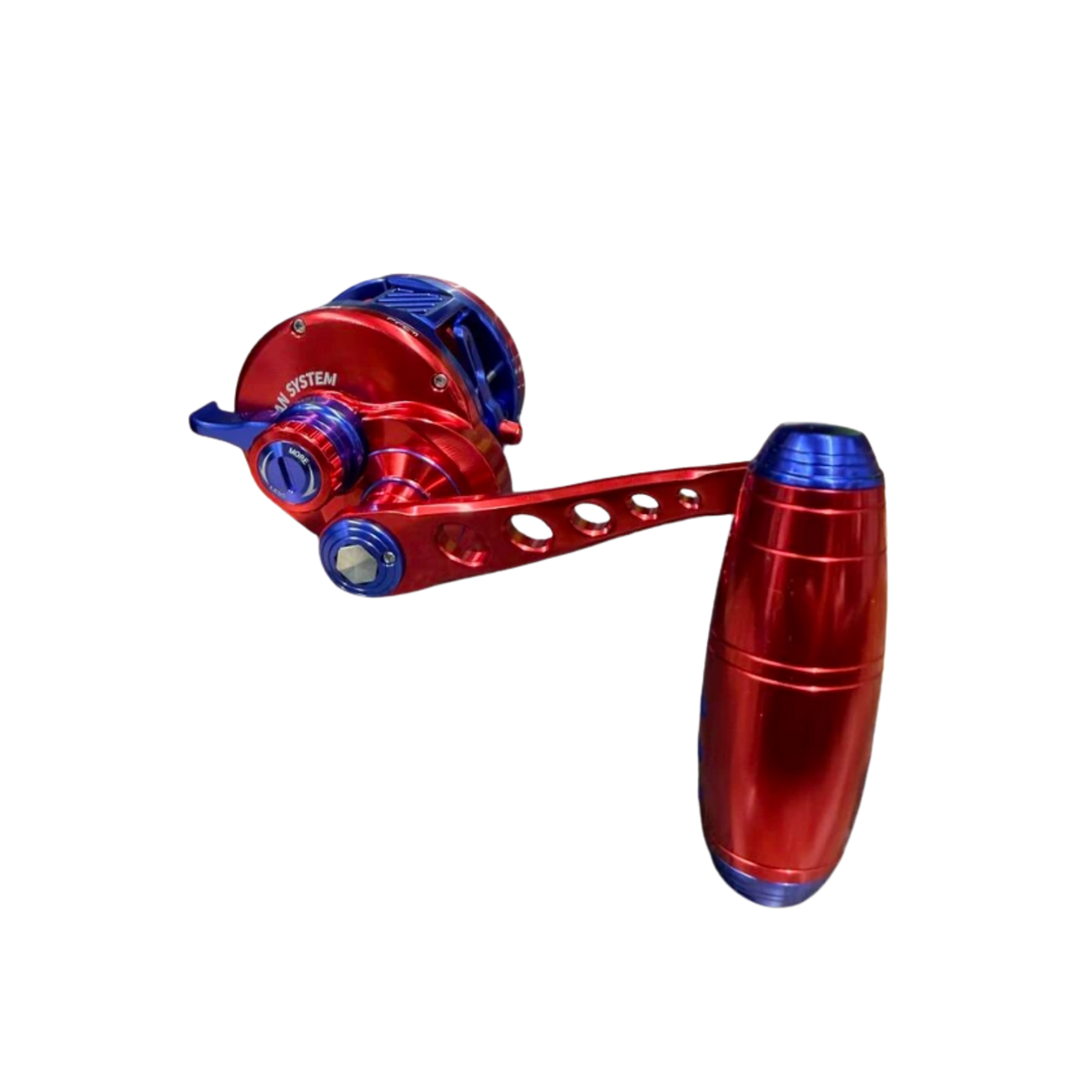 Maxel Armory 35 Level Wind Custom Red Blue Conventional Reel Right Hand