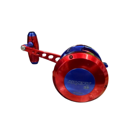 Maxel Armory 35 Level Wind Custom Red Blue Conventional Reel Right Hand