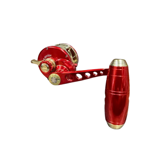 Maxel Armory 35 Level Wind Custom Red Light Gold Conventional Reel Right Hand
