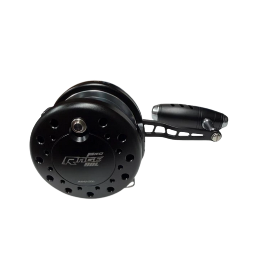Maxel Rage Pro 90L Custom Matte Black Gray Conventional Jigging Reel Left Hand
