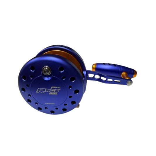 Maxel Rage Pro 90L Custom Matte Navy Blue Gold Conventional Jigging Reel Left Hand