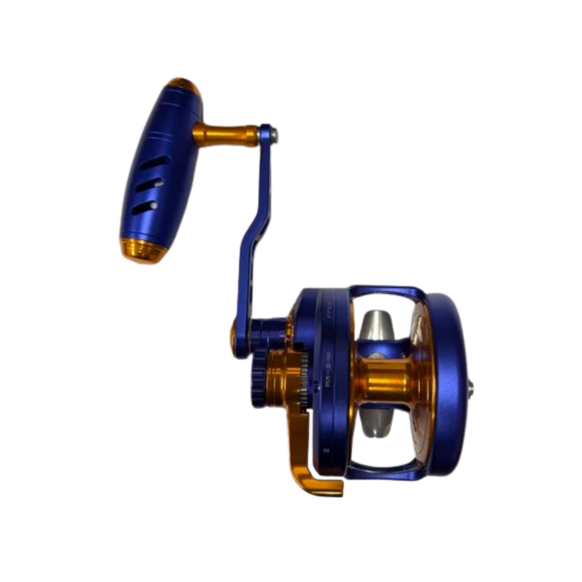 Maxel Rage Pro 90L Custom Matte Navy Blue Gold Conventional Jigging Reel Left Hand