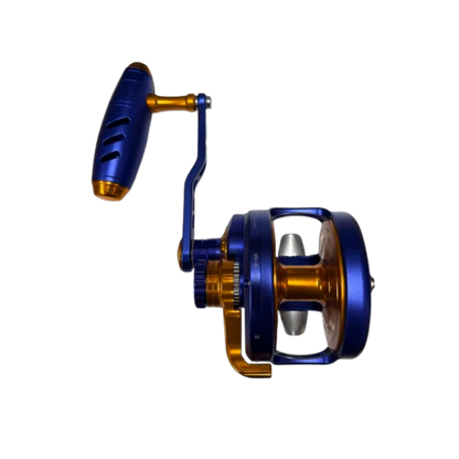Maxel Rage Pro 90 Custom Blue Dark Gold Conventional Reel Left Hand