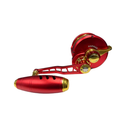 Maxel Rage Pro 90 Custom Matte Red Light Gold Conventional Reel Left Hand