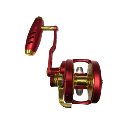 Maxel Rage Pro 90 Custom Matte Red Light Gold Conventional Reel Left Hand