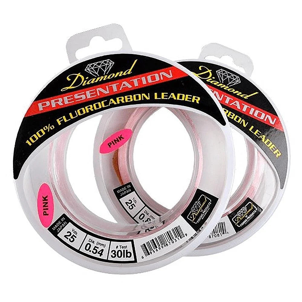 Diamond 100yd 15lb Pink Fluorocarbon Leader Wrist Spool Pink : 15lb