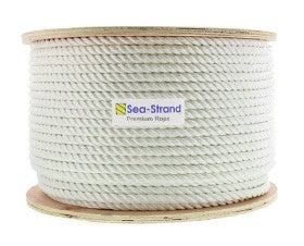 1/2" Bulk Spool Twisted Nylon Line - White 3-Strandper Foot