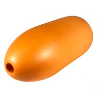 Orange Fish Float, Buoy Style PVC -&nbsp;7" Outside Diameter, 14" Length, 1"-Hole Diameter, Approximately 268 Ounce Buoyancy.