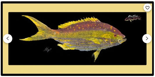 Realfish Gyotaku “ Yellowtail Snapper “ Floor Door Mat 18" x 40"