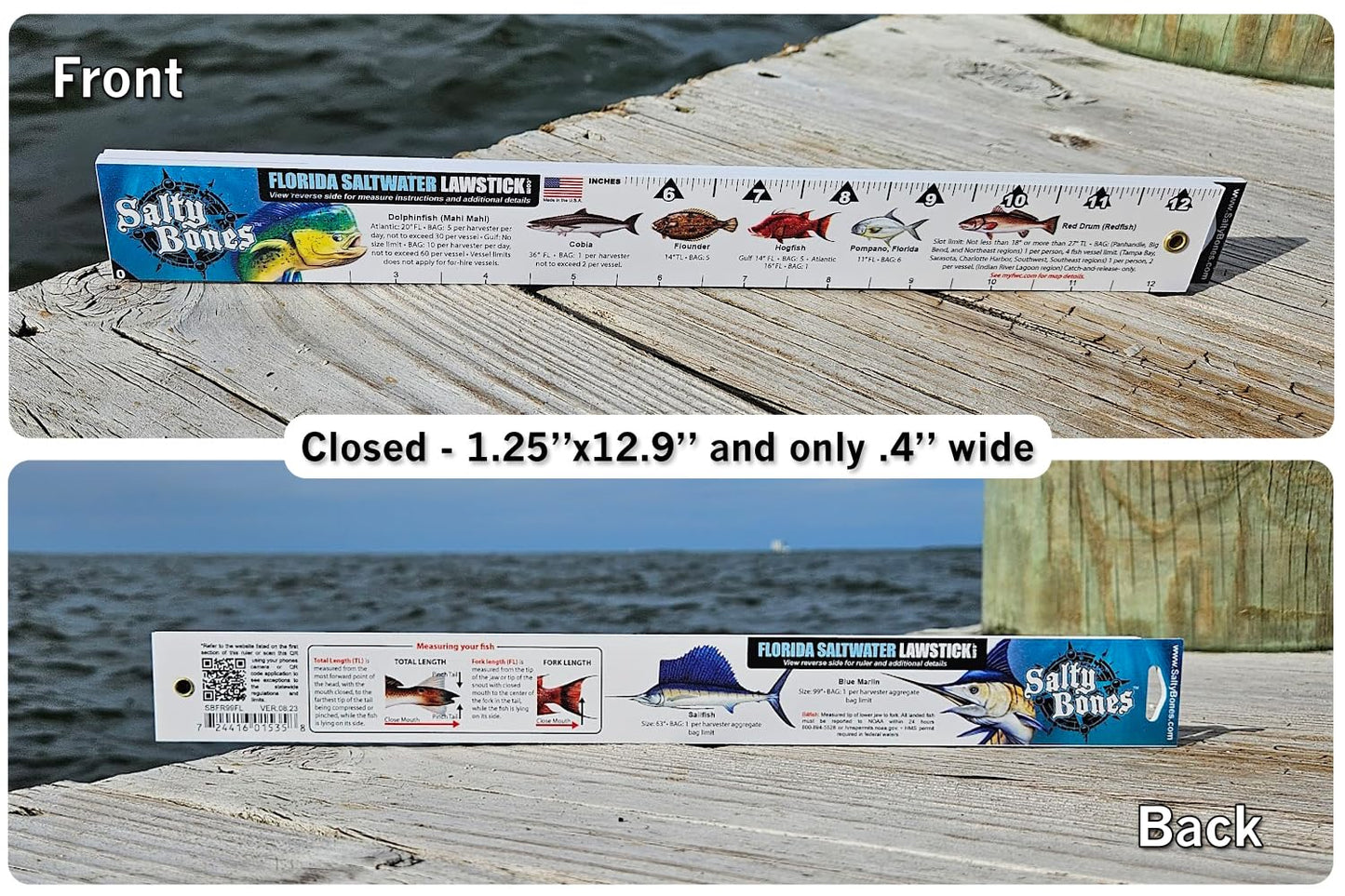 Salty Bones 36" Florida Saltwater "LawStick" Fishing Ruler.