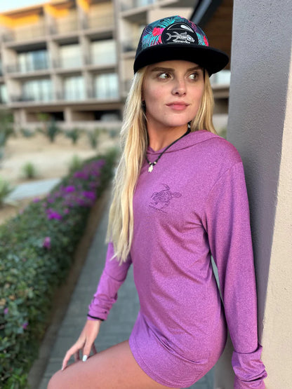 Tormenter Ladies Heathered Hooded SPF Shirt - Plum