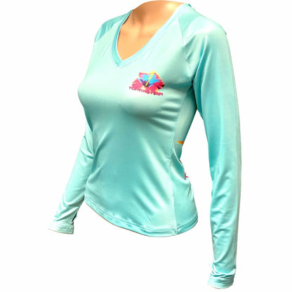 Tormenter Ocean St. Croix V-Neck Performance Shirt- Marlin Martini Seafoam