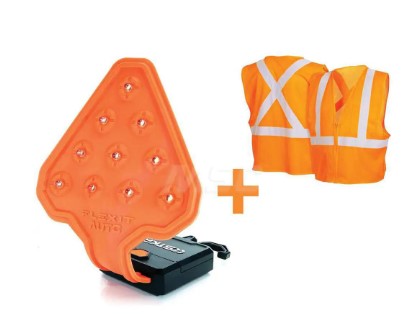 FLEXIT Auto Roadside Safety Kit - Flexible Flashlight W/Hazard + Reflective Safety Vest