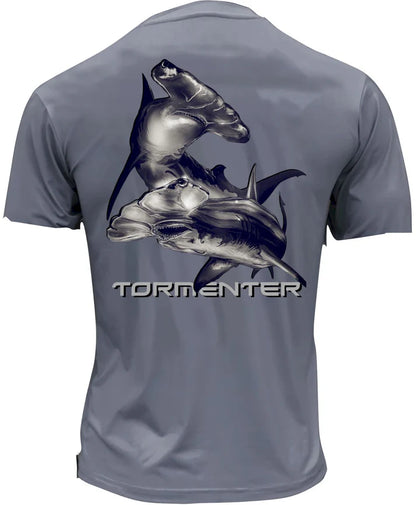 Tormenter Men's Performance Short Sleeve Tee Shirt-Hammerheads Charcoal