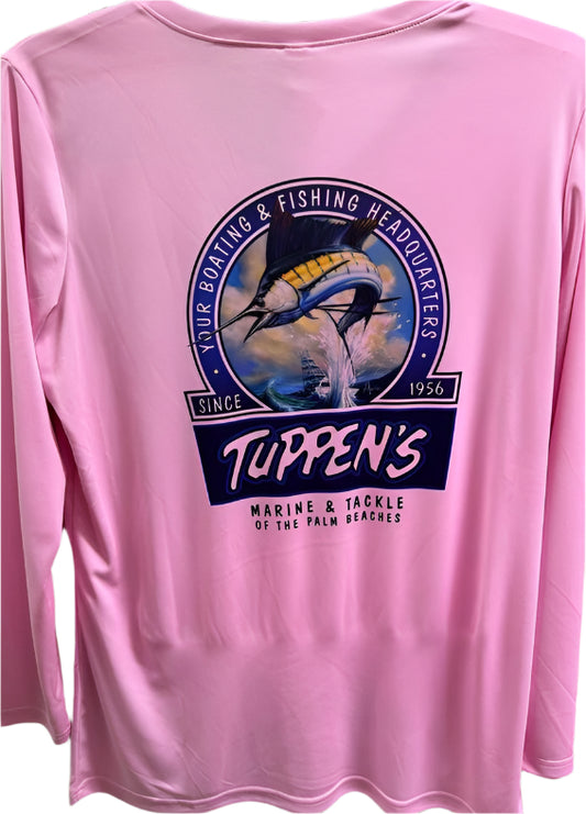 Tuppen's Lady Sailfish Pink V-Neck Performance Women Shirt Top