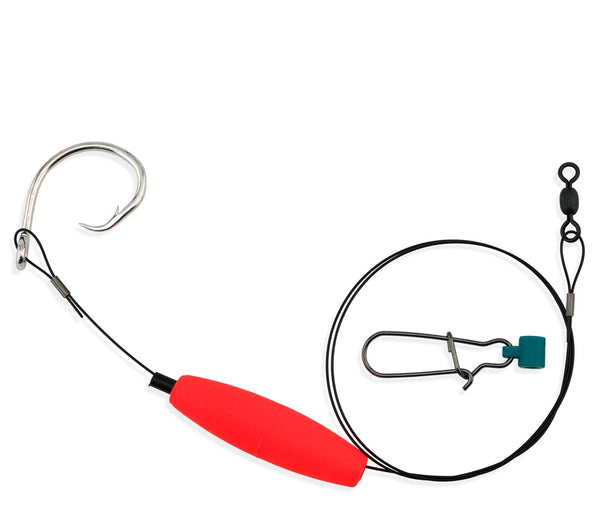 clear fishing hook Aqua-Clear Shark Surf Float Rig w/2X Circle 90lb Surflon Wire & Fish Finder - SH-11CF Spinning Reel Combo Abu Boss Shad pier anglers CHOOSE LENGTH:250'