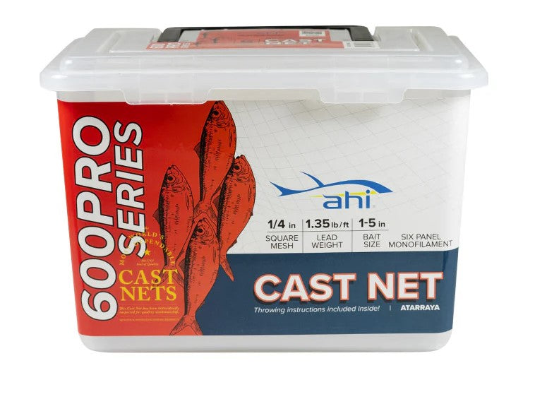 Ahi 600 Pro Series Cast Nets with 1/4" Monofilament Square Mesh.