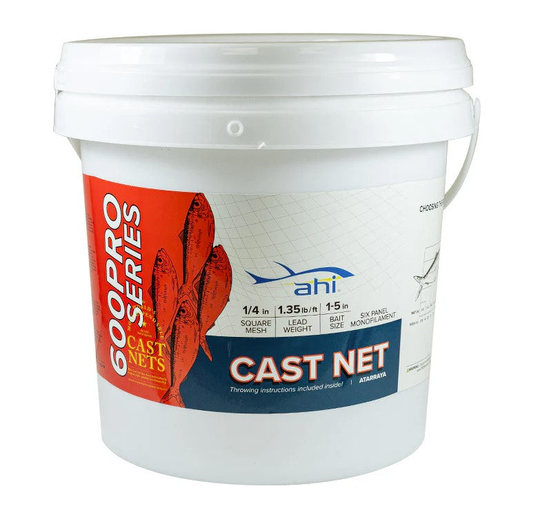 Ahi 600 Pro Series Cast Nets with 1/4" Monofilament Square Mesh.