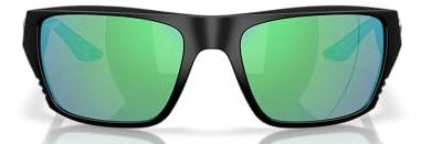 Costa Man Sunglasses Matte Black Frame, Green Mirror Lenses, 59MM