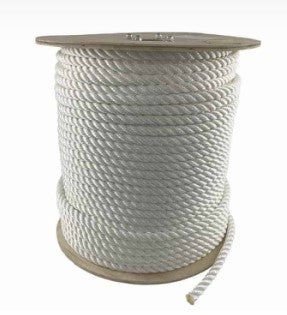 Noel's 5/8"  Bulk Spool Twisted Nylon Line White Three 3 Strandm per Foot