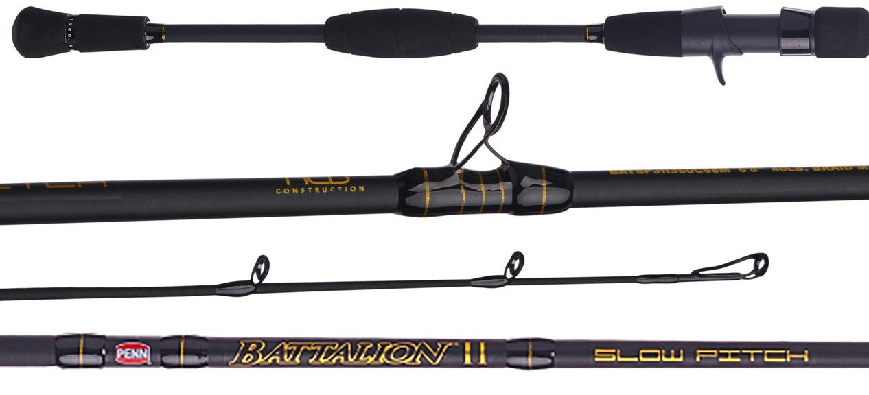 Penn BATSPJII100C68L 6' 8" 20lb. Max 100g. Battalion II Slow Pitch Casting Rod.