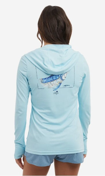 Pelagic Aquatek Women's Hooded Goione Marlin Performance Fishing Shirt Long Sleeve