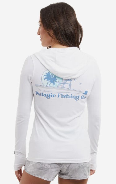 Pelagic Aquatek Women's Hooded Evening Fade Performance Fishing Shirt Long Sleeve