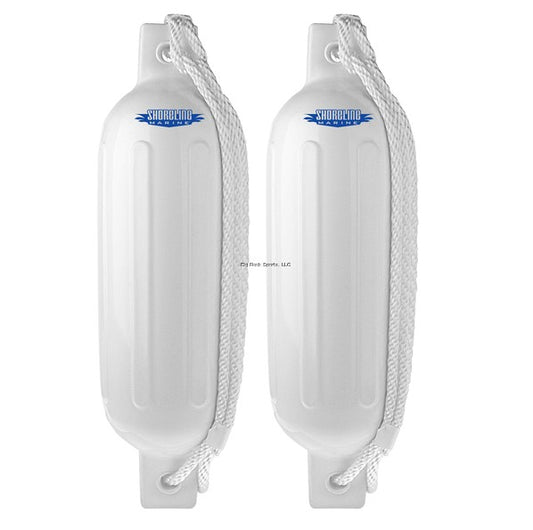 Shoreline Marine SL521492 White Fender 5.5" x 20" 2-Pack with White Line.