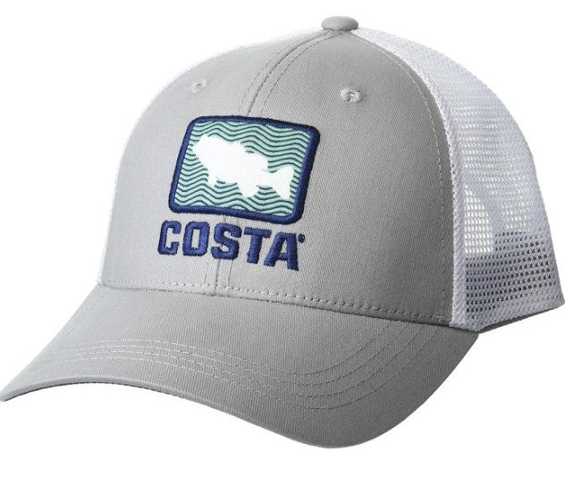 Costa Bass Waves Trucker Snapback Hat - Gray