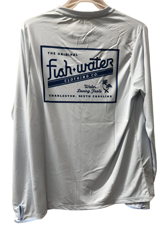 Fish Water Clothing Sun Shirt Long Sleeve Retro Logo Illusionary Blue