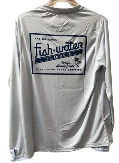 Fish Water Clothing Sun Shirt Long Sleeve Retro Logo Illusionary Blue