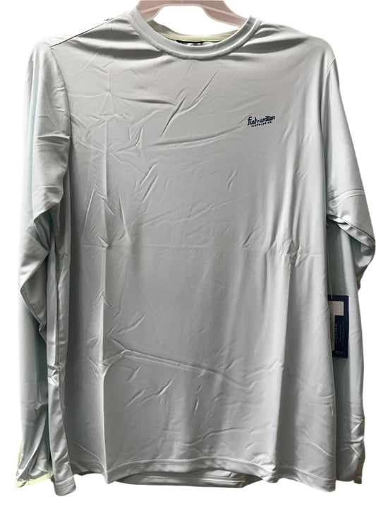 Fish Water Clothing Sun Shirt Long Sleeve Hibiscus Logo Pale Blue