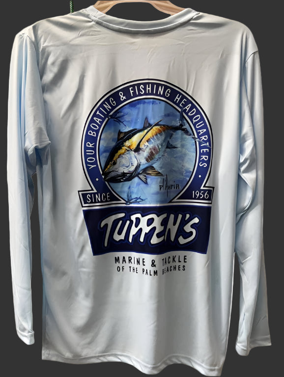 Tuppen's Tuna Blue Long Sleeve Performance Artic Blue T-Shirt SPF 50