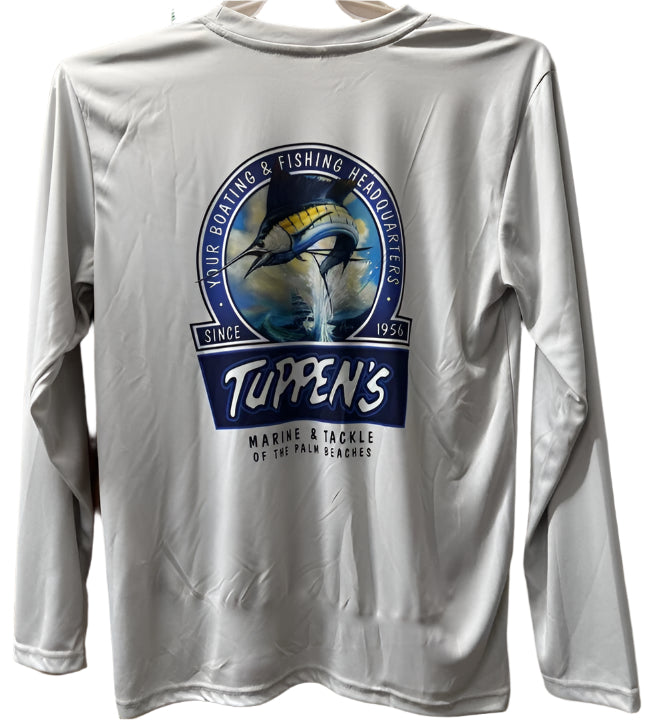 Tuppens Youth Silver Grey Sailfish Long Sleeve Performance Shirt