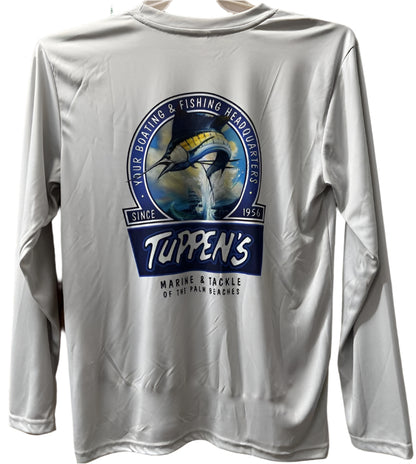 Tuppens Youth Silver Grey Sailfish Long Sleeve Performance Shirt