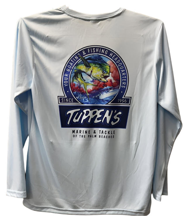 Tuppen's Youth Ice Blue Long Sleeve Mahi Performance Shirt