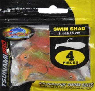 Tsunami Holographic Swim Shad 2"/5cm 1/8oz 4Pack Standard Hook Resealable Bag