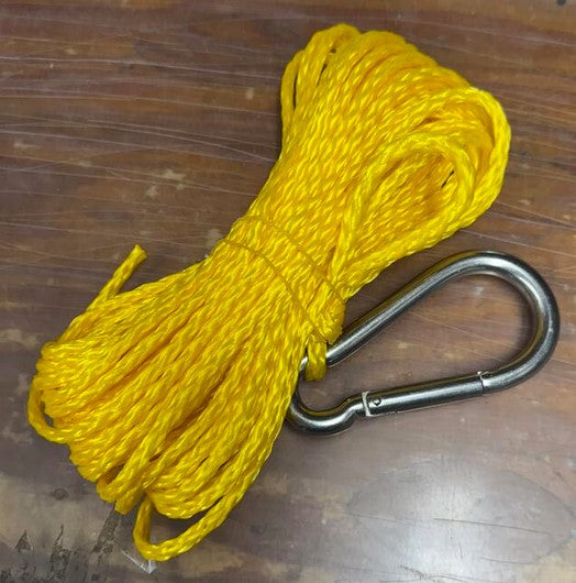 Aamstrand Ropes And Twines 3/8" 100' Hollow Yellow Anchor Line With Hook