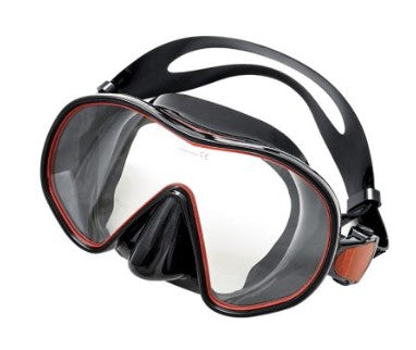 Saekodive Mask Single Lens Black Silicone frameless Wide Vision - Red