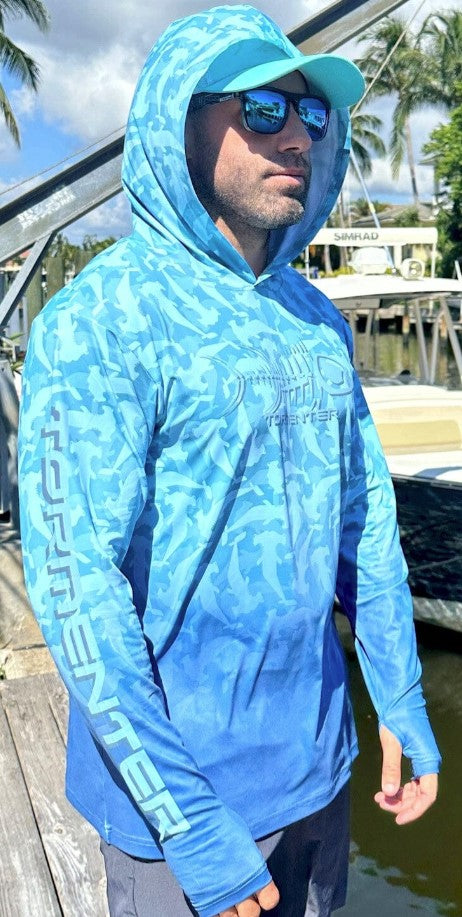 Tormenter Hammerhead Camo Performance Hoodie - Seafoam