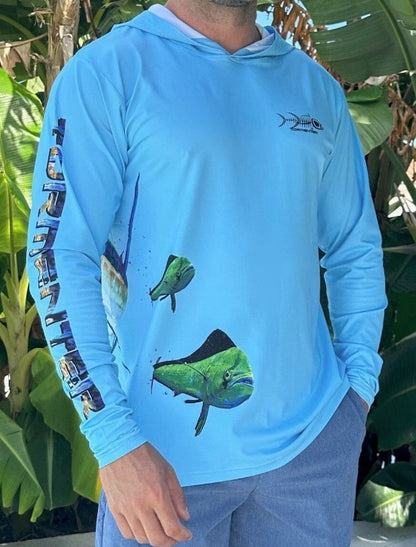 Tormenter Fish Wrap Performance Hoodie -Marlin Hunt Blue