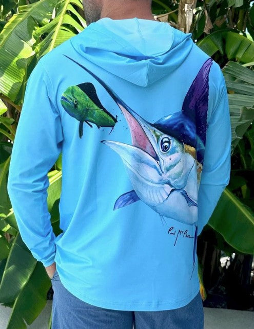 Tormenter Fish Wrap Performance Hoodie -Marlin Hunt Blue