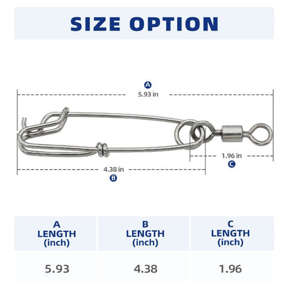 Bluewing Long Line Clip With Barrel Swivel 10/0 661lbs (x2)
