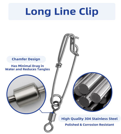 Bluewing Long Line Clip With Barrel Swivel 10/0 661lbs (x2)