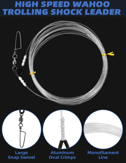 BLUEWING High Speed Wahoo Trolling Shock Leader with 25ft 250-400lb
