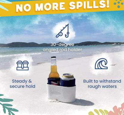 Beer Bung Premium Boat Cup Holder in 30-Degree Angled Rod Holder.