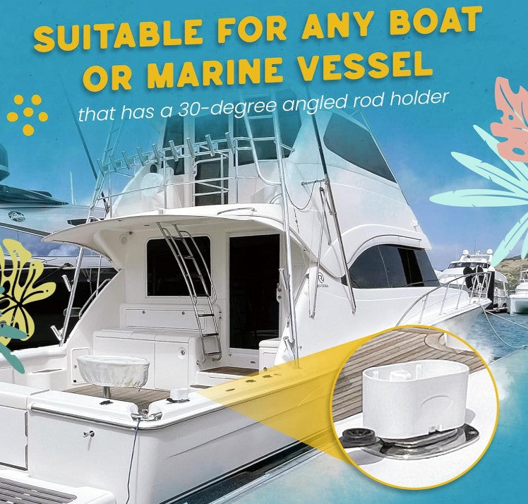 Beer Bung Premium Boat Cup Holder in 30-Degree Angled Rod Holder.